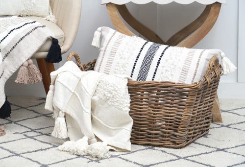 Carol & Frank Barton White Throw Blanket In White