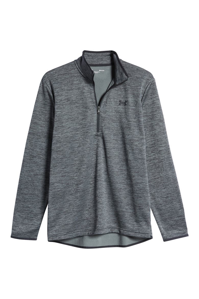 Fleece Half Zip Long Sleeve Pullover, Alternate, color, BLACK