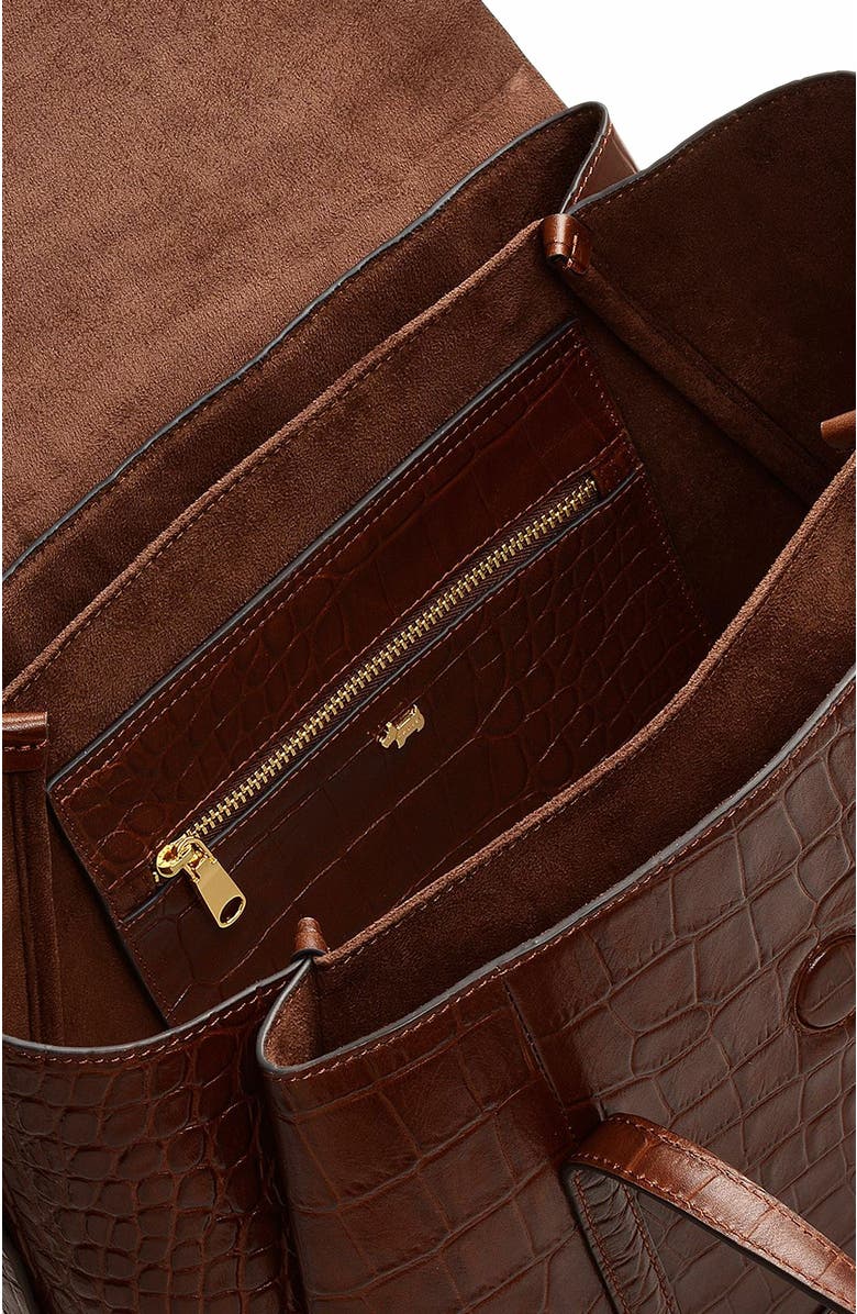 Radley The Chancery - Faux Croc Medium Flapover Satchel Bag, Alternate, color, Walnut