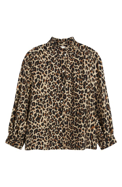 Caslonr Caslon(r) Ruffle Button-up Shirt In Animal Print