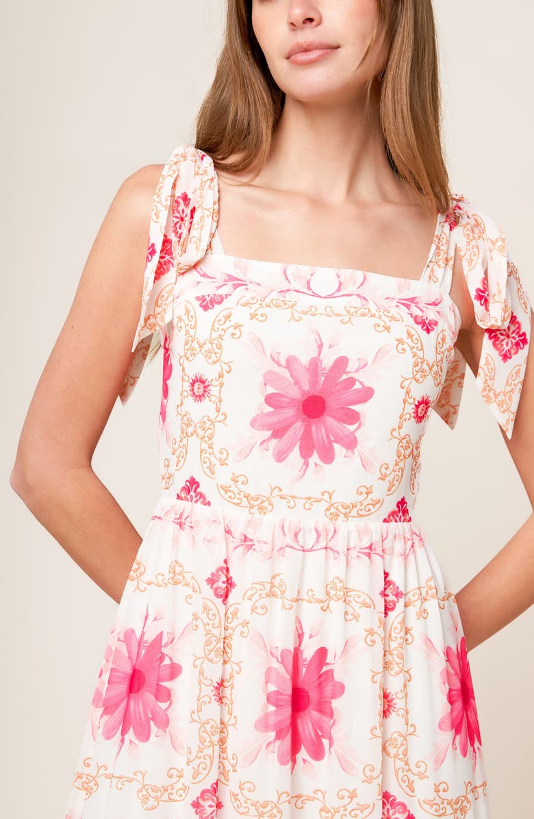 FLYING TOMATO Shoulder Tie Maxi Dress, Alternate, color, Ivory Pink