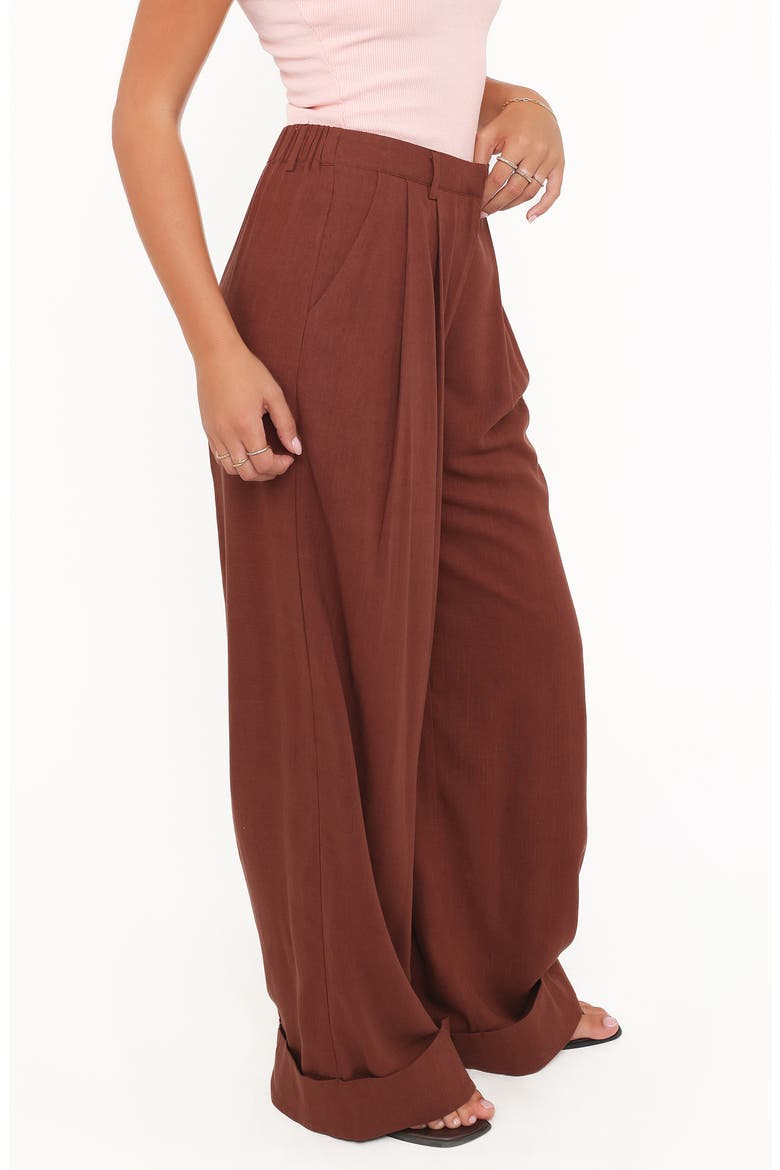 Elinor Cuffed Pleated Wide Leg Pants, Alternate, color, BROWN