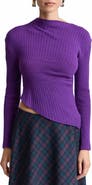 Avec Les Filles Radial Rib Asymmetric Hem Sweater