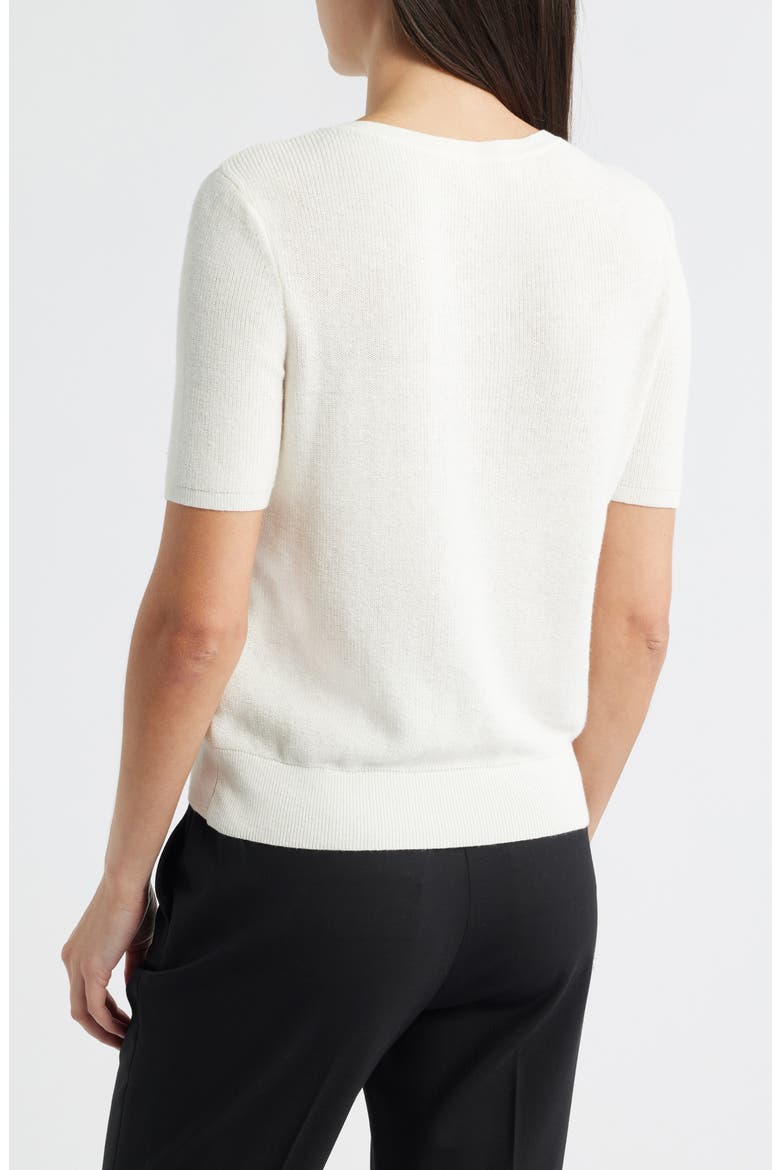 Short Sleeve Cotton Blend Cardigan, Alternate, color, MARSHMALLOW