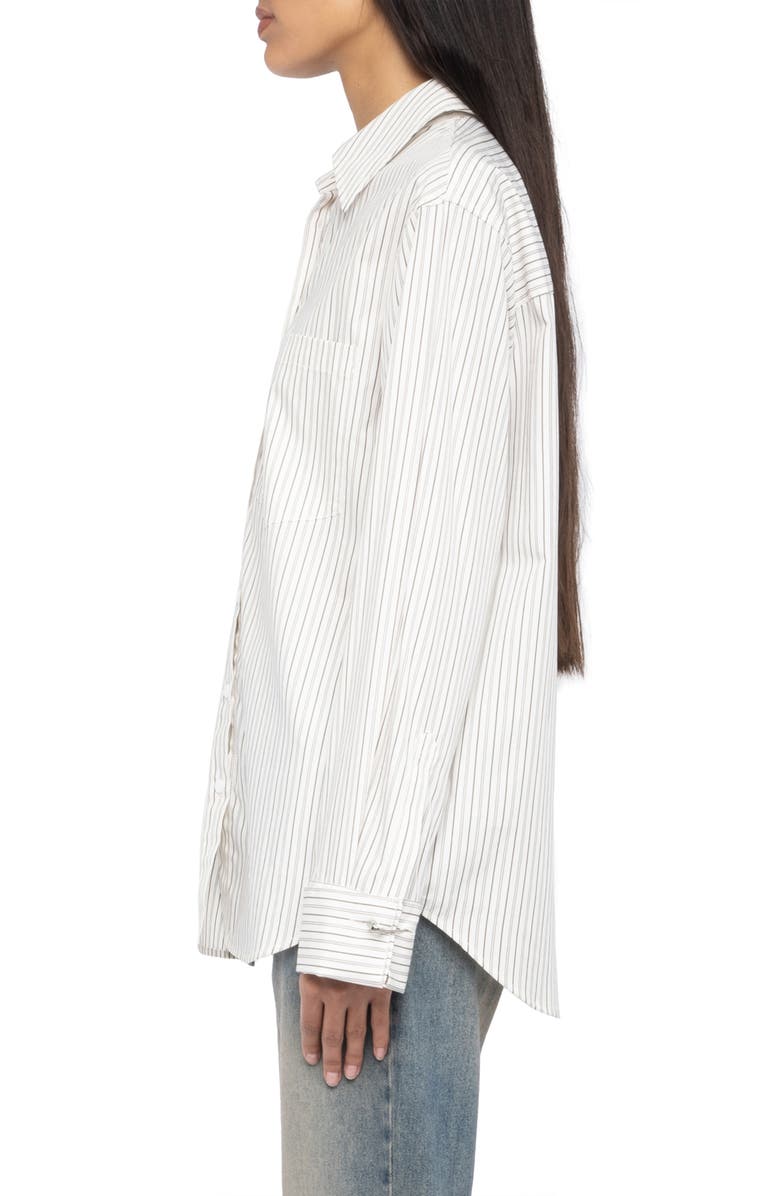 Zadig & Voltaire Morning Pop Logo Stripe Button-Up Shirt, Alternate, color, Judo