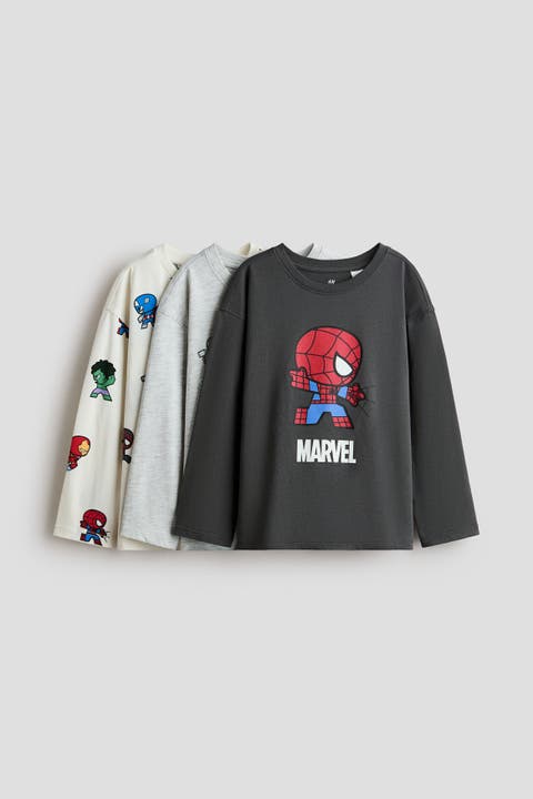 3-pack Printed Long-sleeved T-shirts