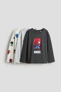 H&M 3-pack Printed Long-sleeved T-shirts