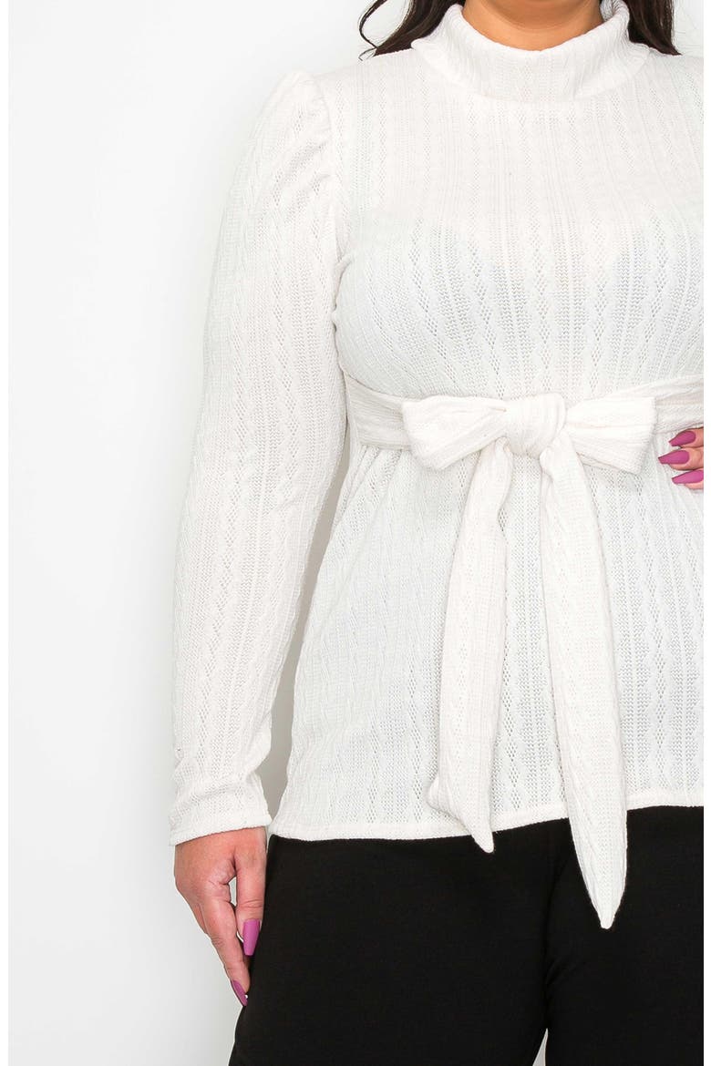 Catriona Waist Tie Mock Neck Sweater, Alternate, color, IVORY
