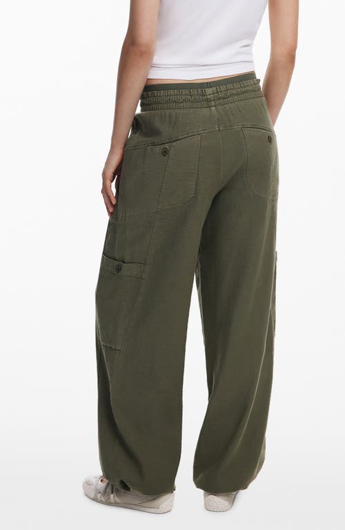 Desigual Cotton Toggle Joggers In Green