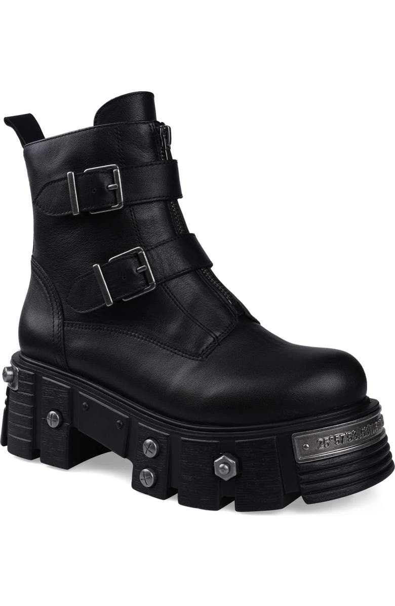 ZIGI Lug Sole Bootie, Main, color, Black Leather