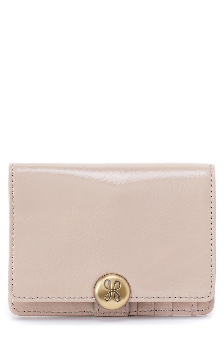 Small Hutton Leather Bifold Wallet, Main, color, STONE GLOSS