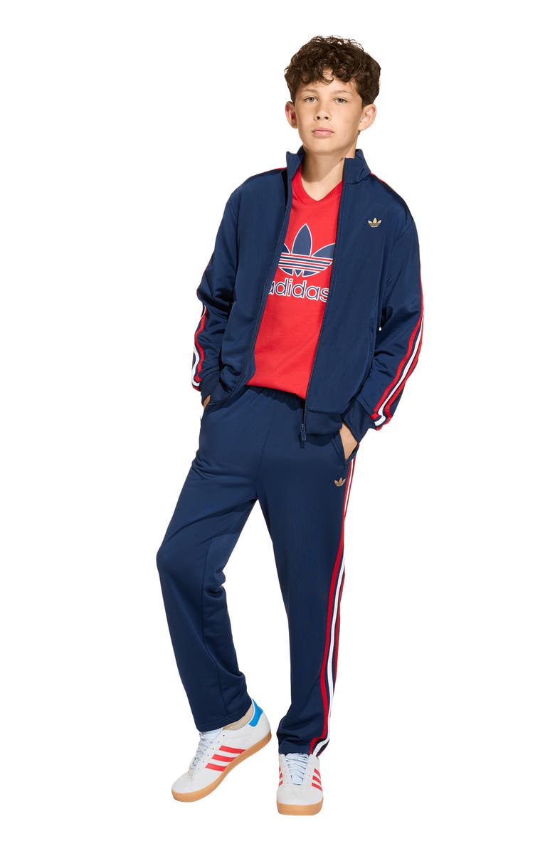 adidas Originals Kids' Firebird Recycled Polyester Track Jacket, Alternate, color, Night Indigo/Dark Football Gold