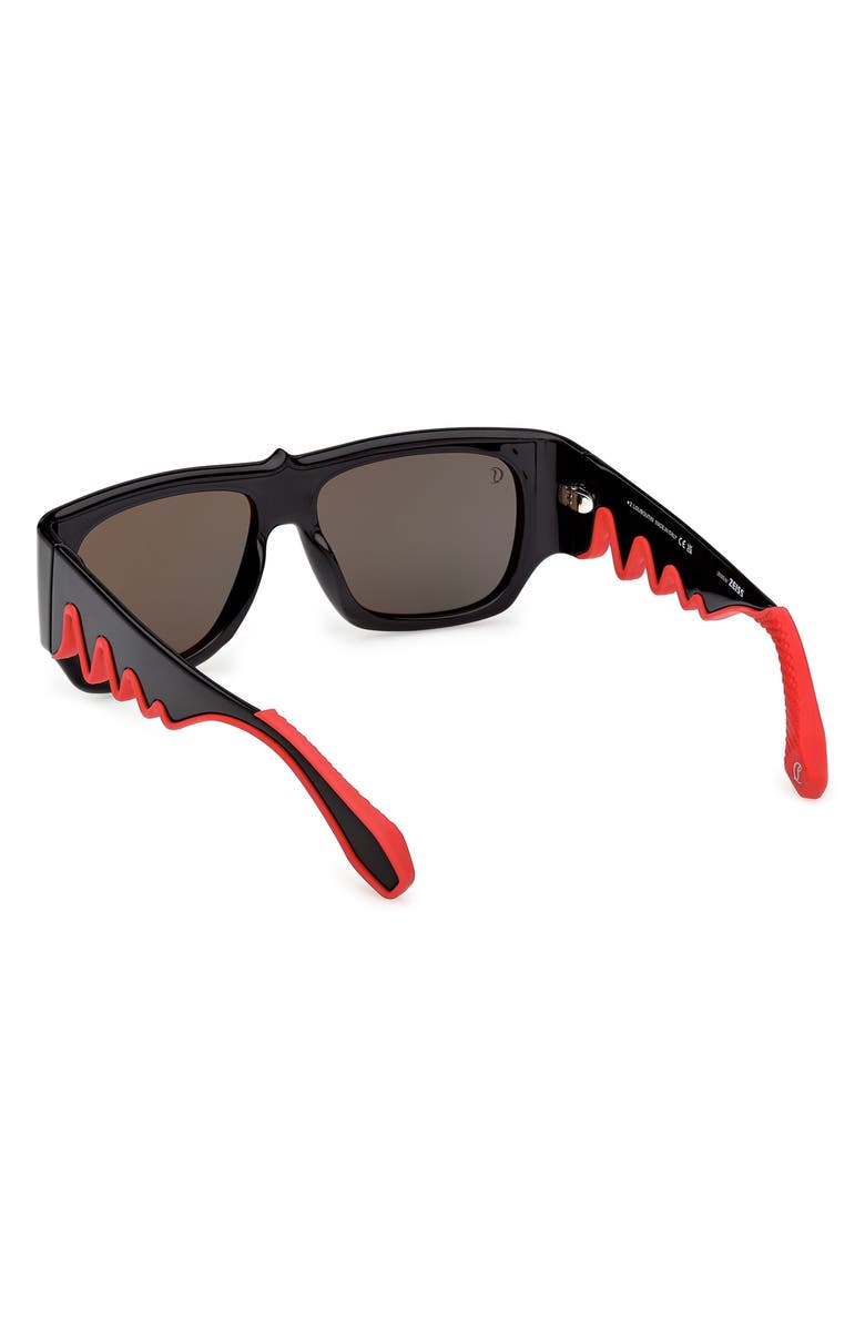 Christian Louboutin 57mm Loubishark Square Sunglasses, Alternate, color, Black/ Smoke Grey/ Red Flash