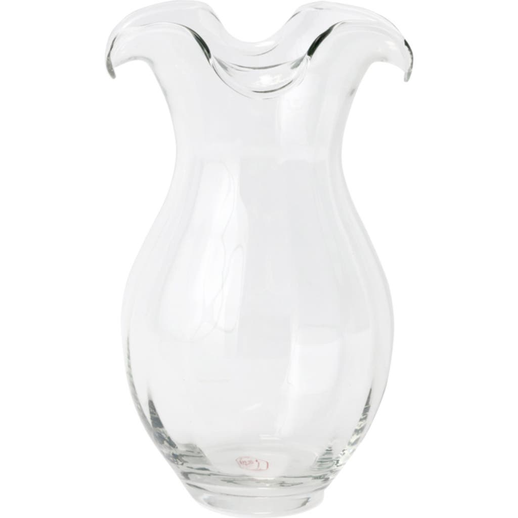 Vietri Hibiscus Medium Fluted Glass Vase In Transparent