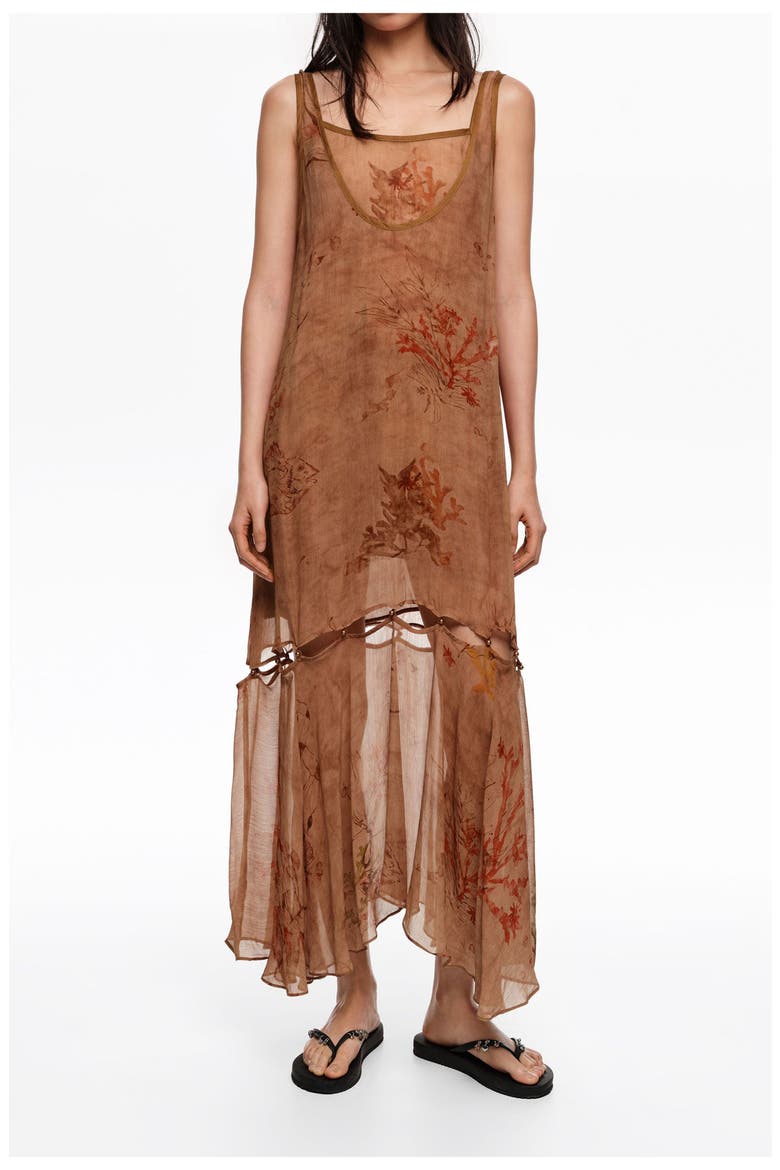 Dress With Buttoned Hem, Main, color, UNDERWATER GARDEN