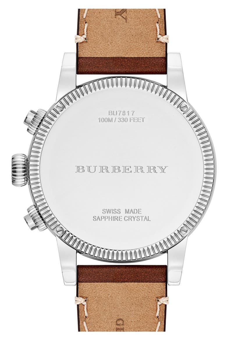 Round Leather Strap Watch, 42mm, Alternate, color, COGNAC