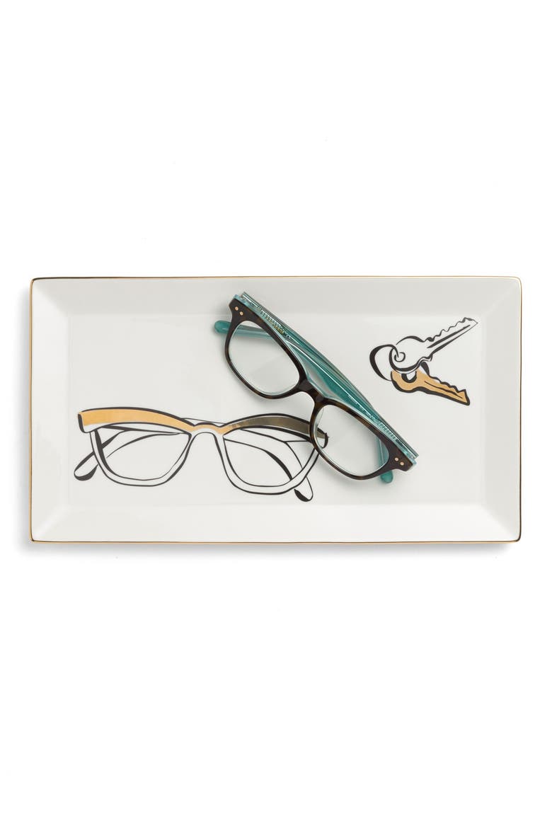 kate spade new york 'eyeglasses' trinket tray, Alternate, color, WHITE