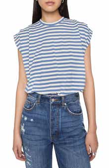 Rebecca Minkoff Holly Stripe Cap Sleeve Cotton Top