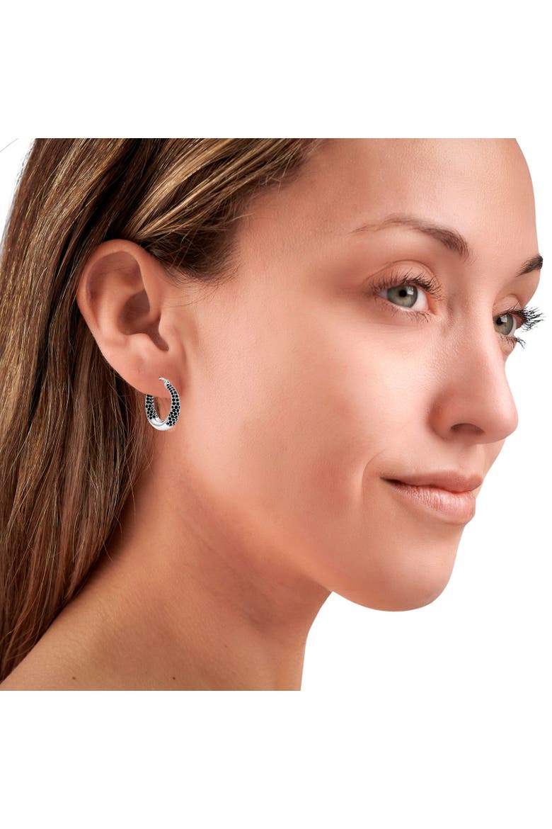 Black Crystal Hoops, Alternate, color, Black