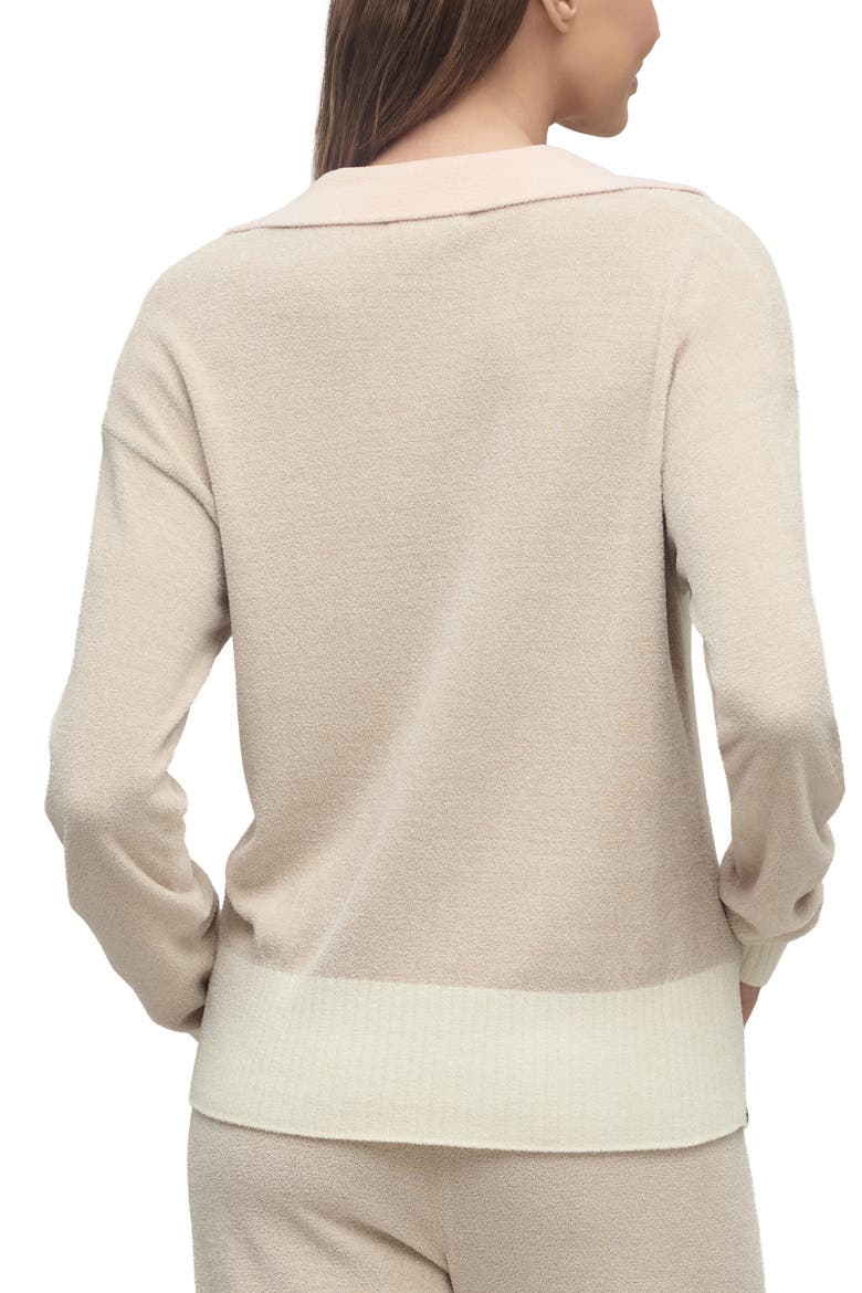 CozyChic® Ultra Lite® Heart Accent Johnny Collar Lounge Top, Alternate, color, STONE MULTI