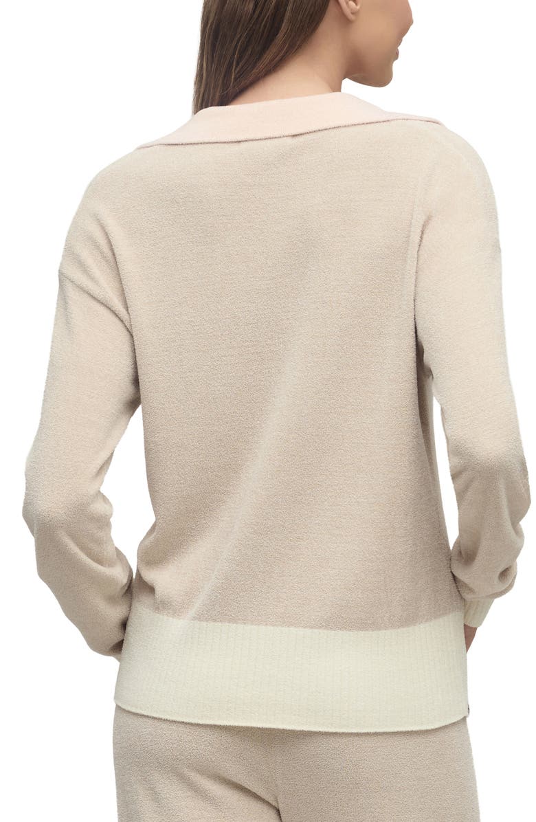 Barefoot Dreams<sup>®</sup> CozyChic<sup>®</sup> Ultra Lite<sup>®</sup> Heart Accent Johnny Collar Lounge Top, Alternate, color, Stone Multi