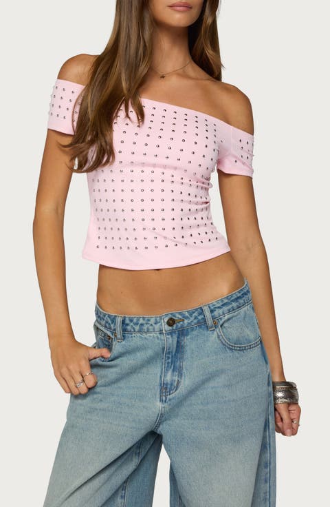 Mack Studded Off the Shoulder Top