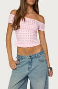EDIKTED Mack Studded Off the Shoulder Top