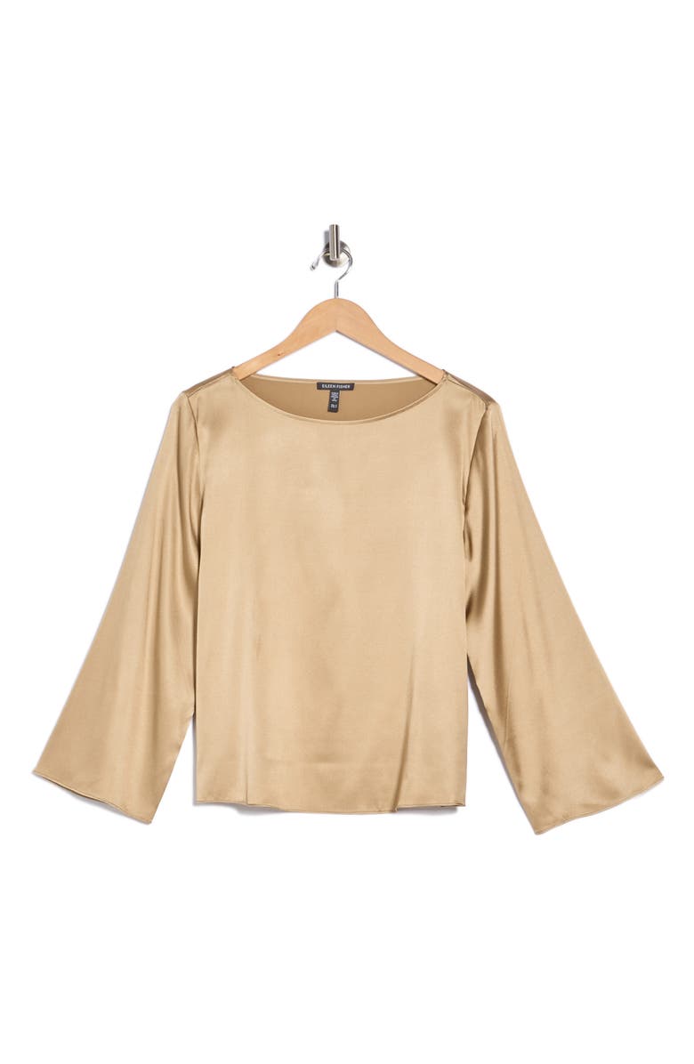 Eileen Fisher Stretch Silk Top, Alternate, color, Biscuit