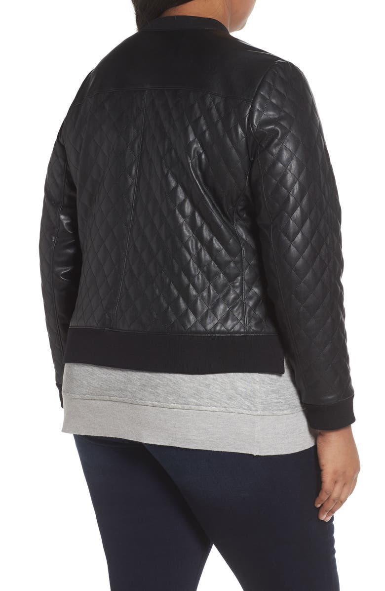 Sejour Quilted Faux Leather Bomber Jacket, Alternate, color, 