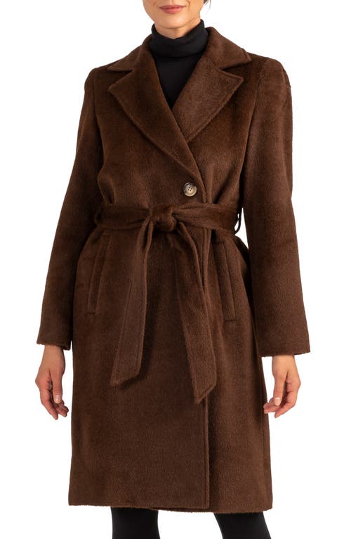 Sofia Cashmere Belted Alpaca & Wool Coat in Brown  product