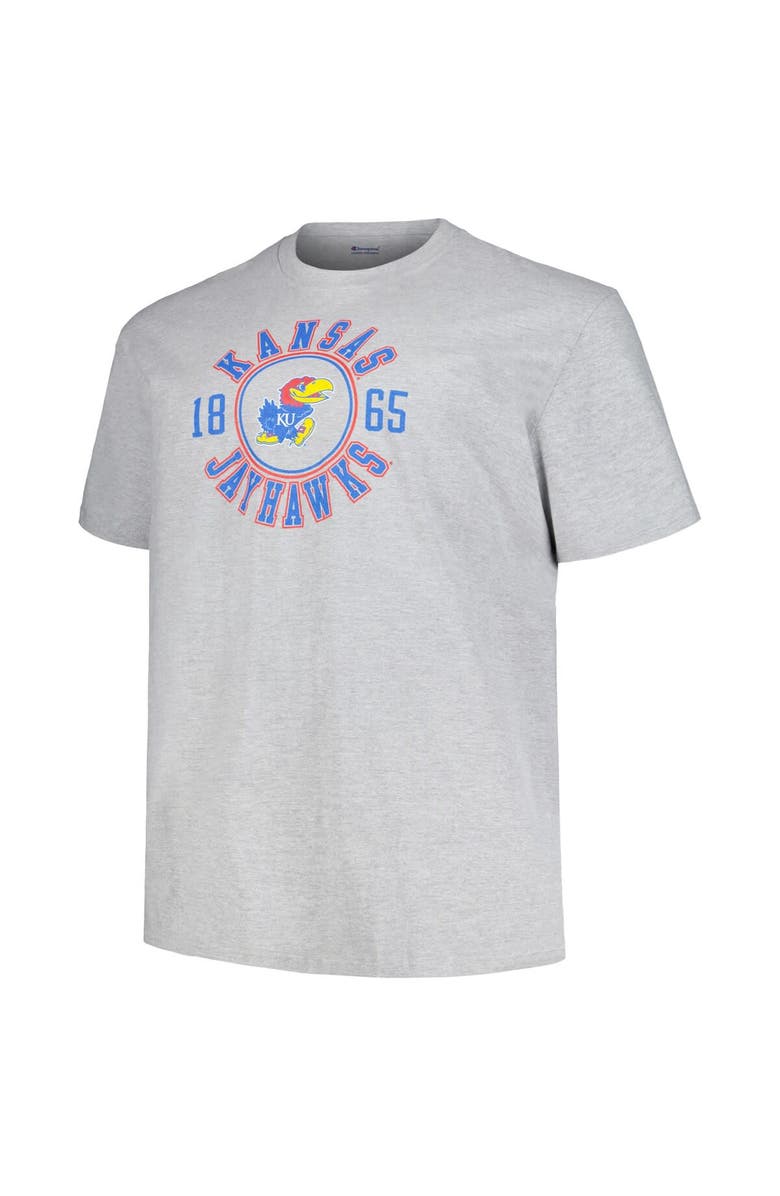 Champion Men's Champion Heather Gray Kansas Jayhawks Big & Tall Circle Logo T-Shirt, Alternate, color, 