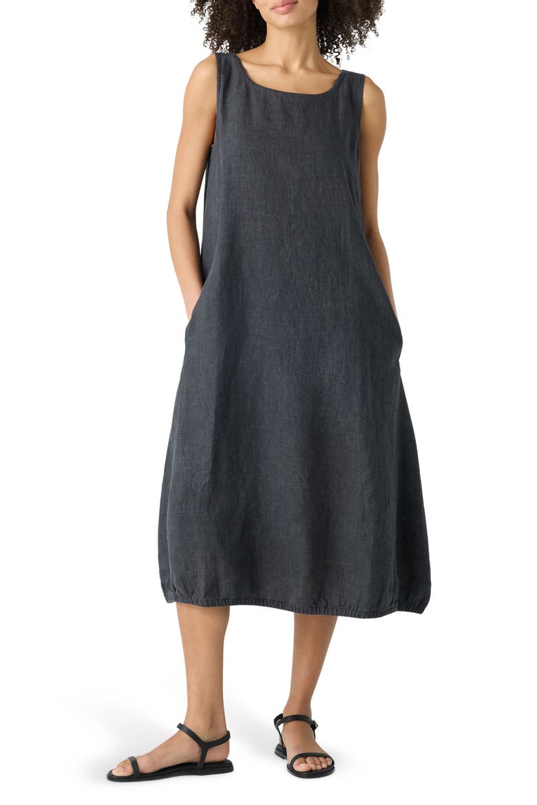 Organic Linen A-Line Dress, Main, color, GRAPHITE