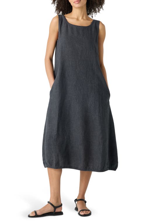 Eileen Fisher Organic Linen A-line Dress In Graphite