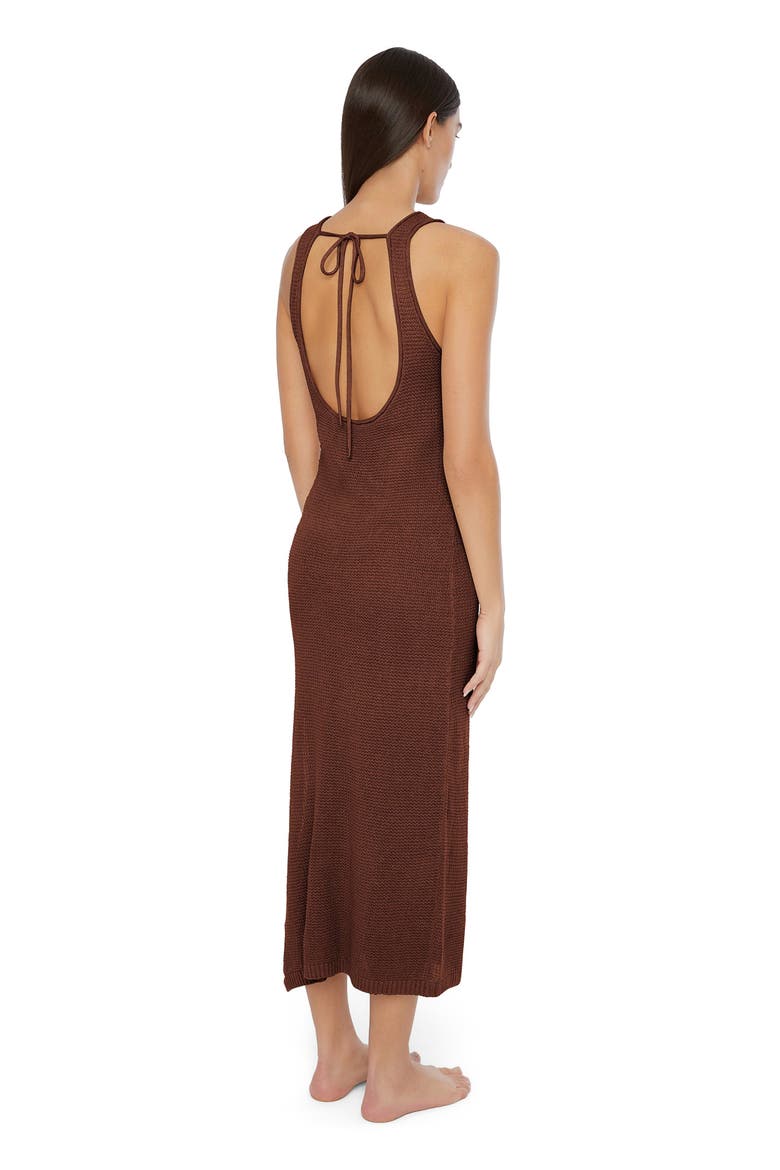 Linen Knit Low Scoop Back Maxi Dress, Alternate, color, Brown