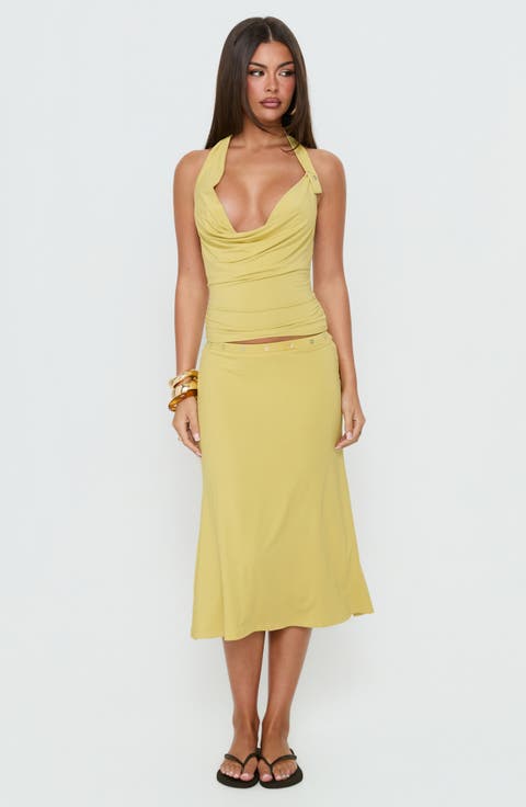 Esperia Button Midi Skirt
