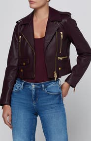 L'AGENCE Blakely Crop Leather Biker Jacket