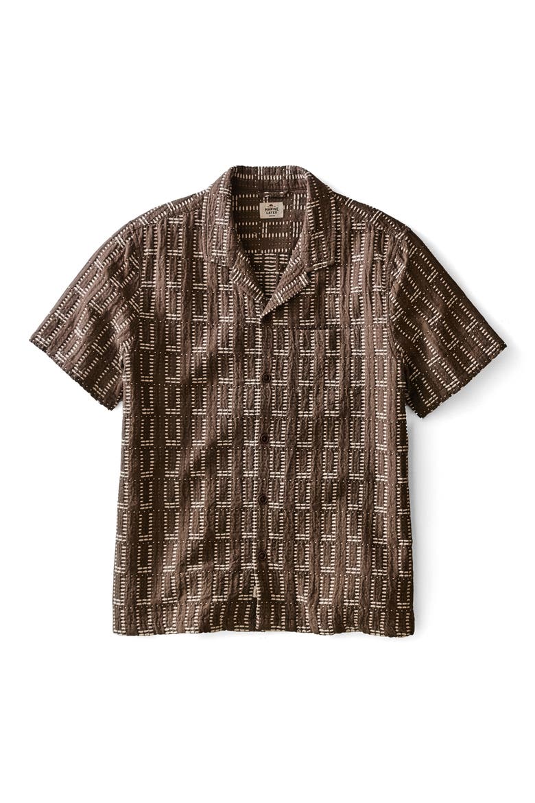 Dobby Resort Camp Shirt, Alternate, color, BROWN
