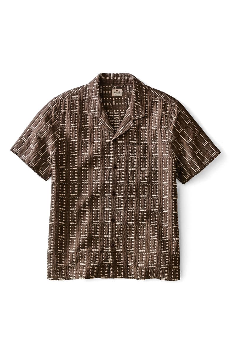 Marine Layer Dobby Resort Camp Shirt, Alternate, color, Brown