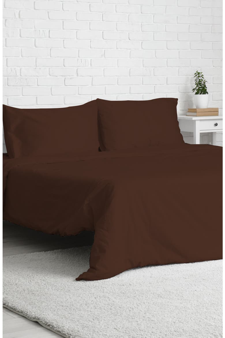 Solid Brown Microfiber Duvet Cover Set, Alternate, color, CHOCOLATE BROWN