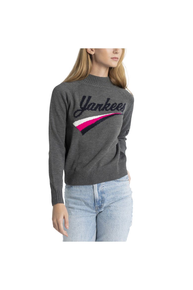 Women's Lusso  Gray New York Yankees Serena Raglan Pullover Sweater, Alternate, color, Gray