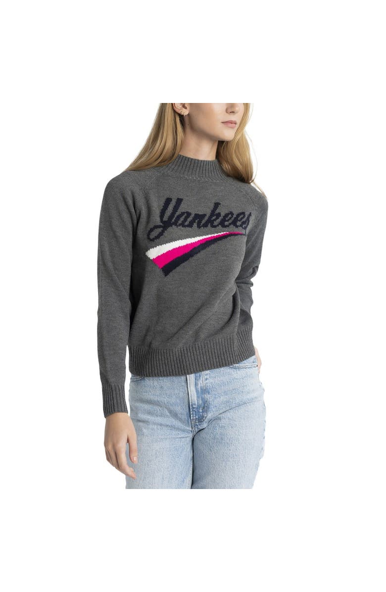LUSSO Women's Lusso  Gray New York Yankees Serena Raglan Pullover Sweater, Alternate, color, Gray