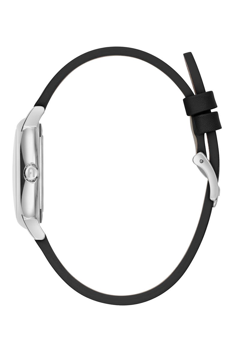 Easy Shape Leather Strap Watch, 32mm, Alternate, color, SILVER/ SILVER/ BLACK