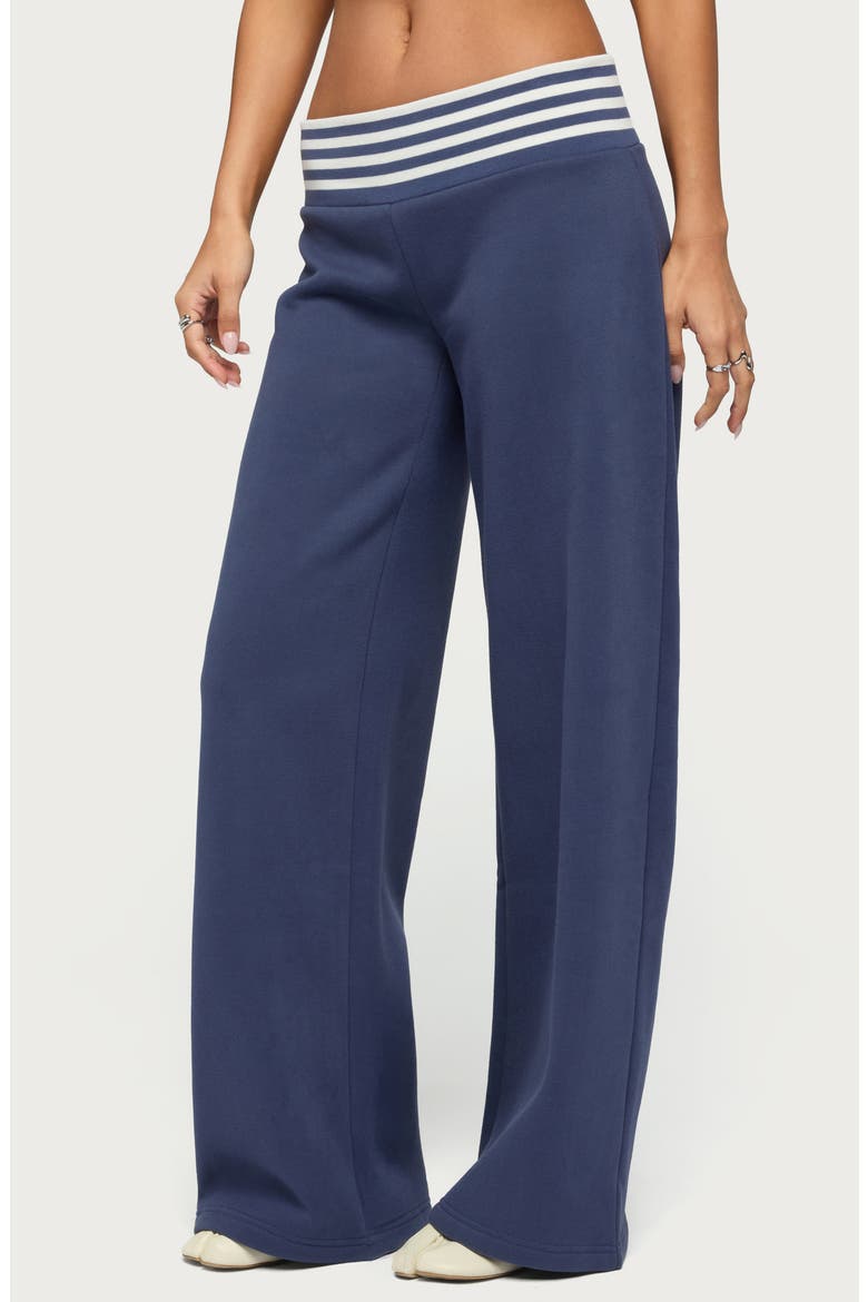 Eloura Stripe Waist Low Rise Sweatpants, Alternate, color, NAVY