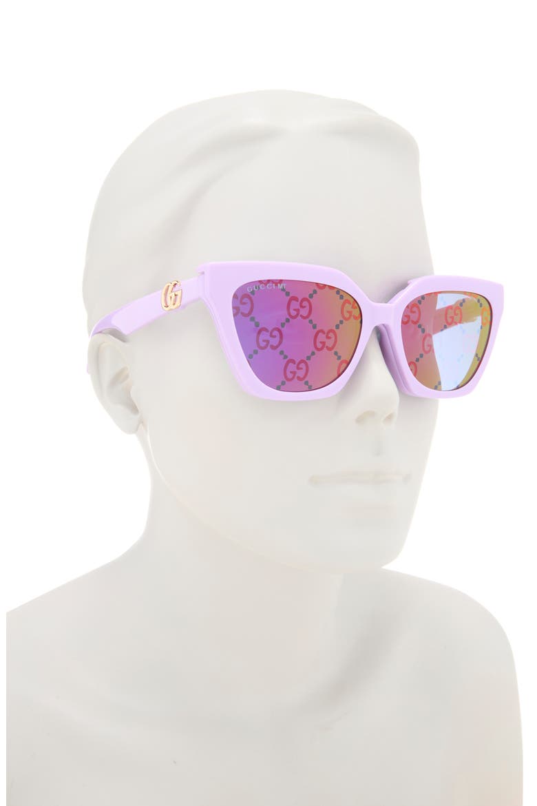 55mm Cat Eye Sunglasses, Alternate, color, VIOLET VIOLET TRANSPARENT