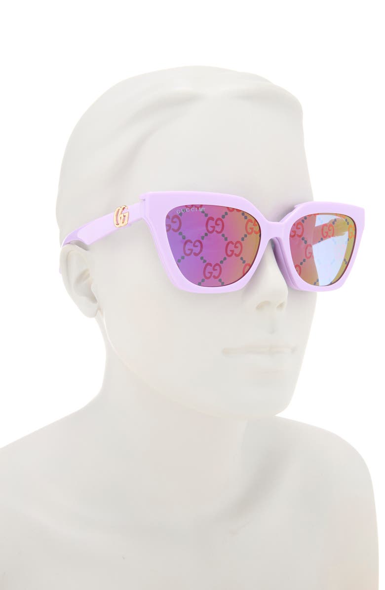 Gucci 55mm Cat Eye Sunglasses, Alternate, color, Violet Violet Transparent