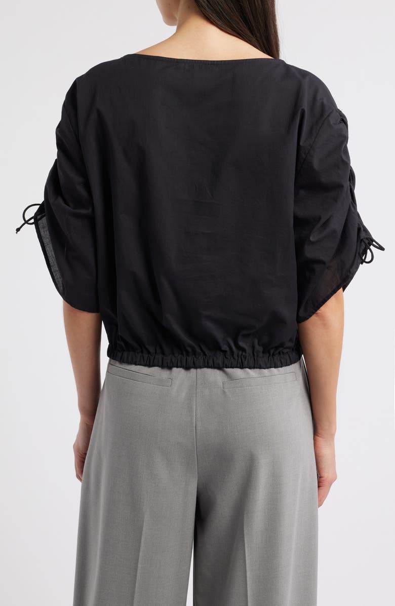 Emporio Armani Cropped Cotton Top, Alternate, color, Solid Black