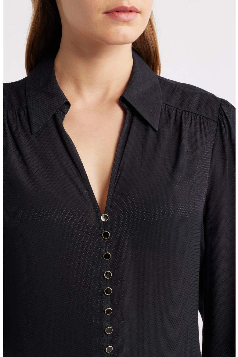 Camu Jacquard Button-Up Shirt, Alternate, color, BLACK