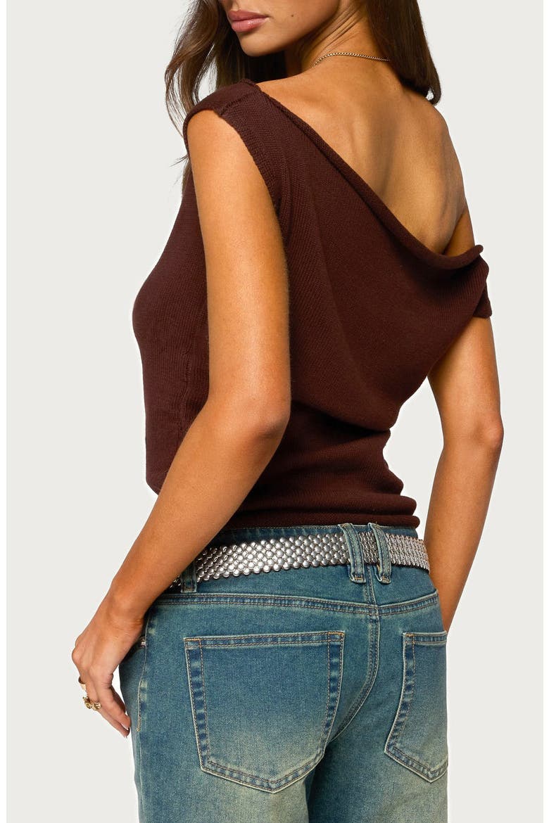 Lauria Off Shoulder Rib Knit Top, Alternate, color, BROWN