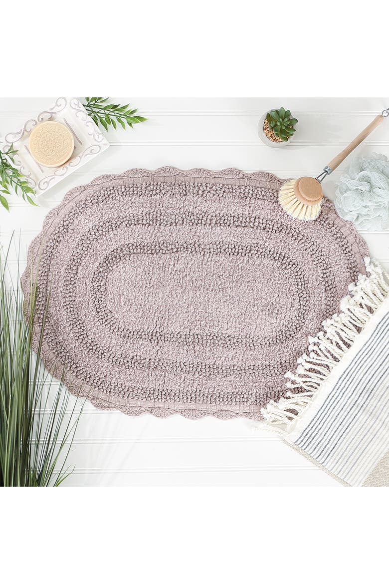 Oval Crochet Bath Mat, Alternate, color, Dusty Lilac