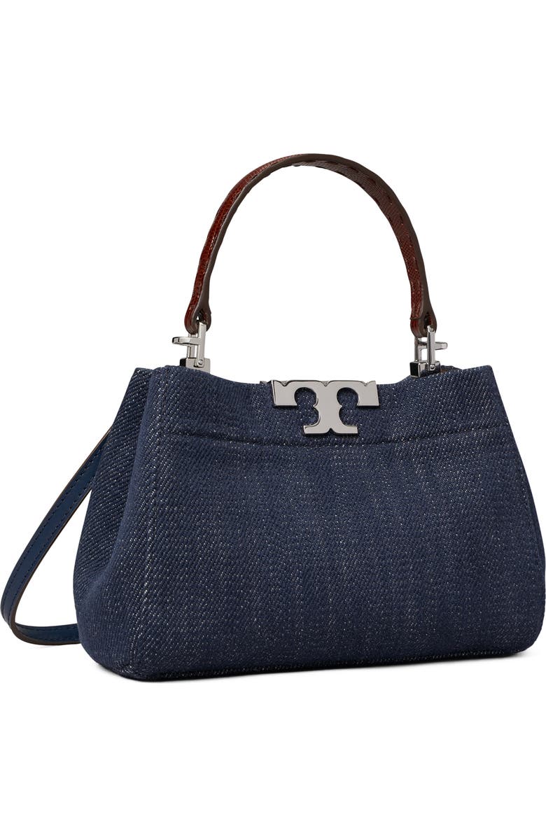 Tory Burch Mini Eleanor Denim Satchel, Alternate, color, Midnight